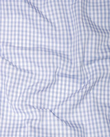 Sky Blue With Bright White Formal Checks Super Soft Giza Cotton Shirt