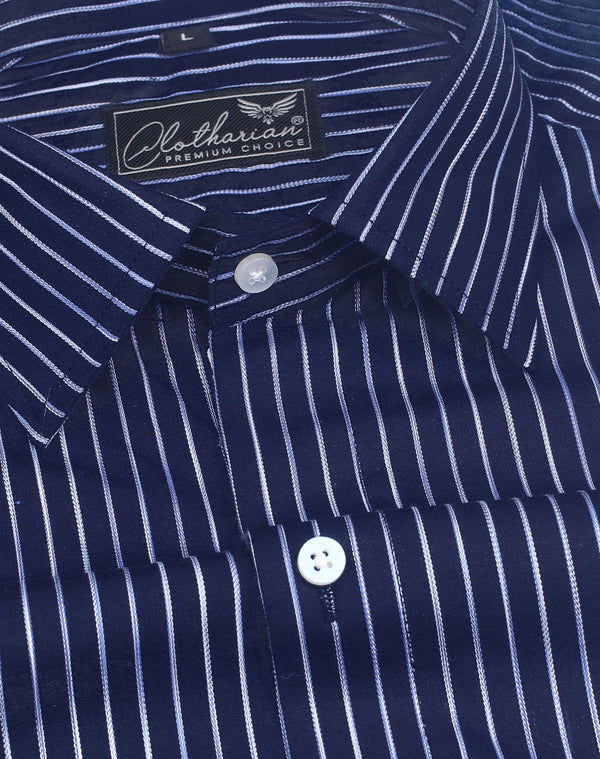 Dark Purple With White Striped Premium Cotton Shirt