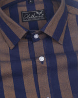 Brown Blue Oxford Striped Men’s Formal Shirt