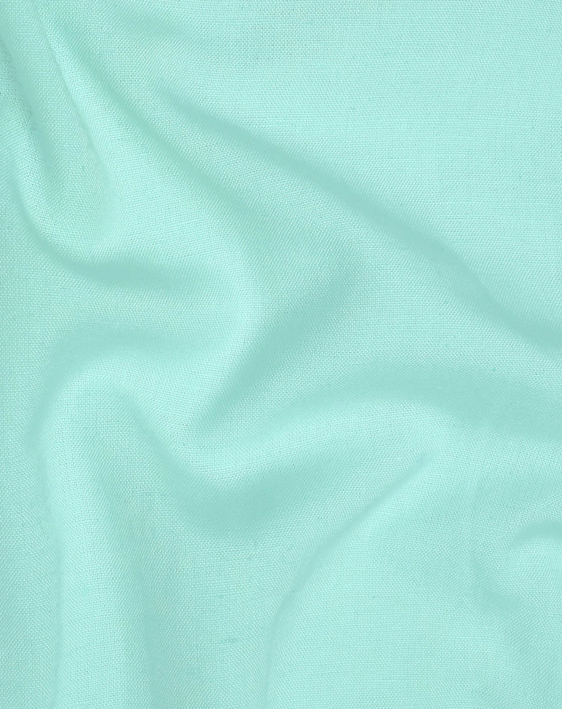 Middle Blue Green Solid Premium Cotton Shirt