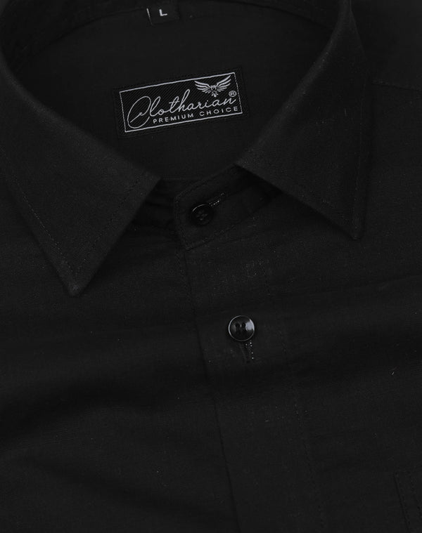 Men Solid Black Formal Premium Cotton Shirt