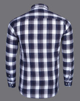 Navy And White Premium Dobby Checks Cotton Shirt