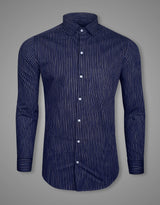 Dark Purple With White Striped Premium Cotton Shirt