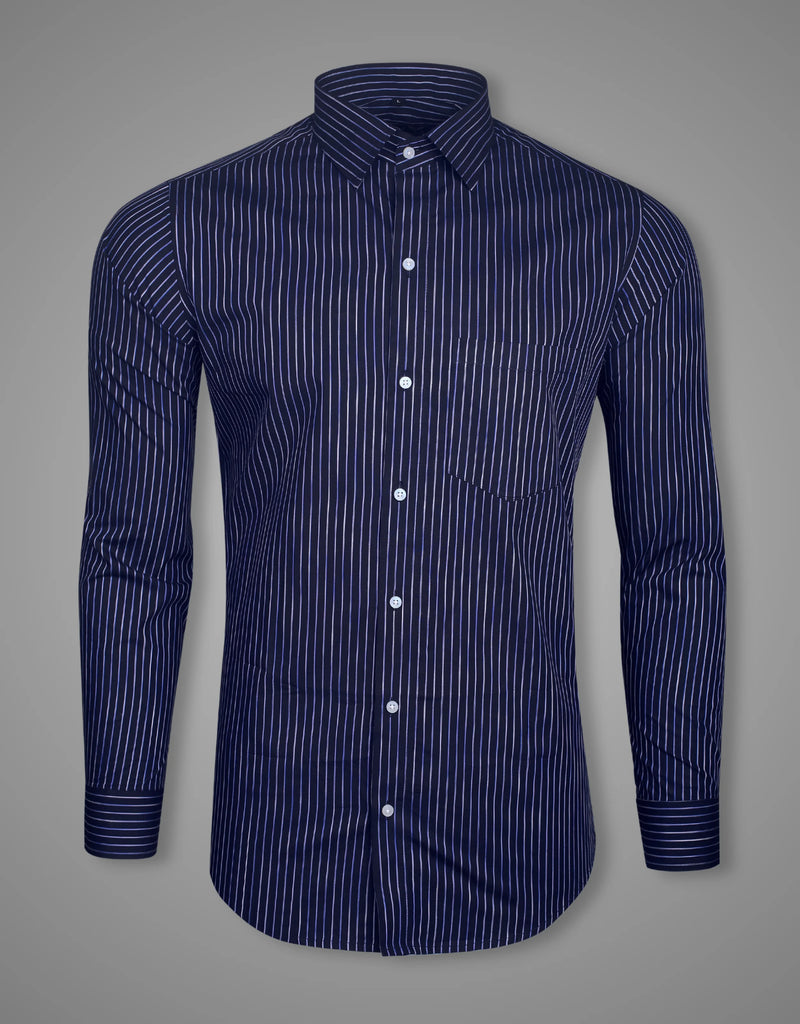 Dark Purple With White Striped Premium Cotton Shirt