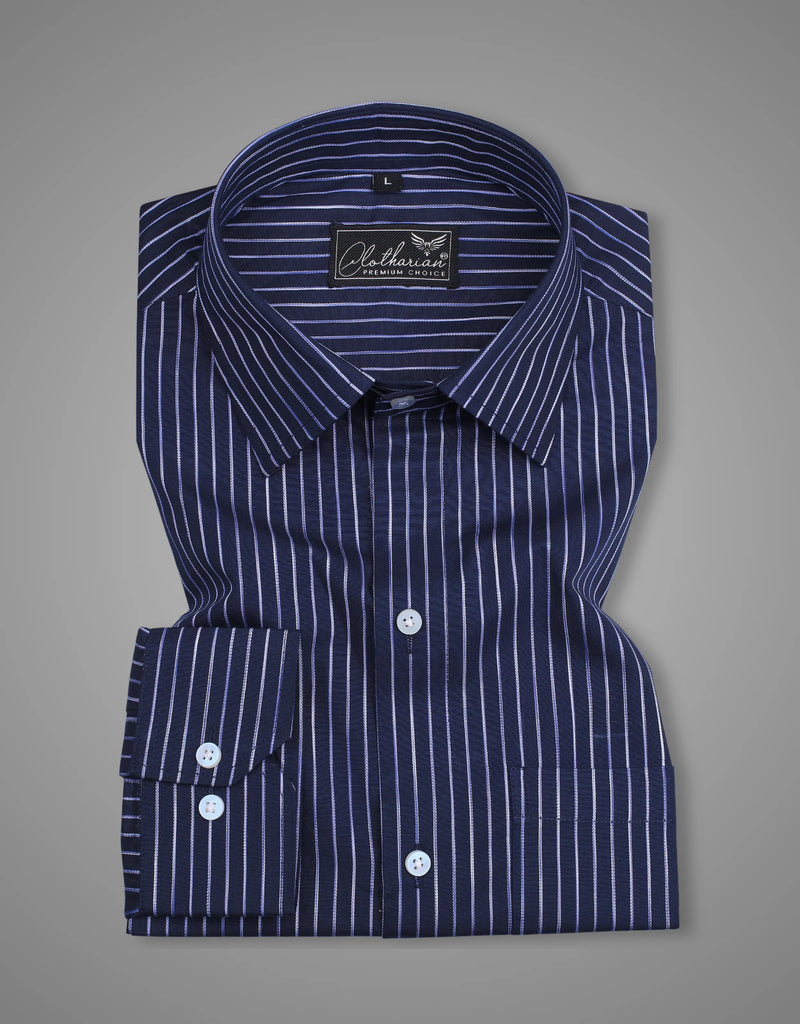 Dark Purple With White Striped Premium Cotton Shirt