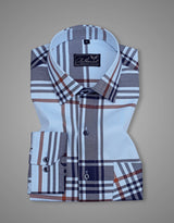 Sky and Navy Blue Checks Premium Cotton Shirt