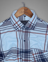 Sky and Navy Blue Checks Premium Cotton Shirt