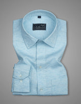 Glory Blue Twill Textured Premium Cotton Shirt