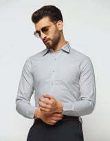 Solid Formal Still Grey Doted Premium Cotton Formal Shirt