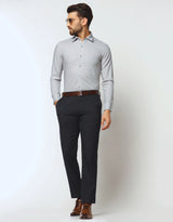 Solid Formal Still Grey Doted Premium Cotton Formal Shirt