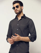 Grey Solid Water Resistance Premium Cotton Formal Shirt