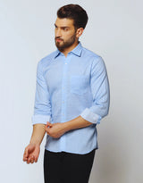 Sky Blue Double Cloth Premium Cotton Formal Shirt