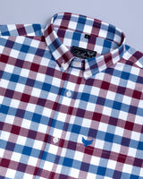 Red Blue With White Plaid Oxford Checks Cotton Shirt