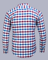 Red Blue With White Plaid Oxford Checks Cotton Shirt