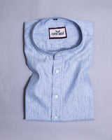 Mischka Blue Chambray Textured Short Sleeve Kurta Shirt