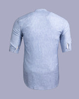 Mischka Blue Chambray Textured Short Sleeve Kurta Shirt