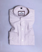 Solid Beige Color With Mandarin Collar Premium Cotton Shirt