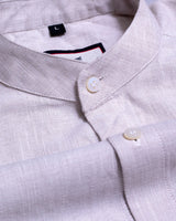 Solid Beige Color With Mandarin Collar Premium Cotton Shirt