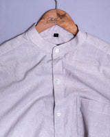 Solid Beige Color With Mandarin Collar Premium Cotton Shirt