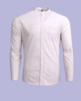 Solid Beige Color With Mandarin Collar Premium Cotton Shirt