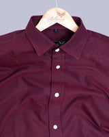 Maroon With Navy Striped Oxford Cotton Shirt