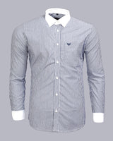 Black And White Formal Stipe Premium Giza Cotton Shirt