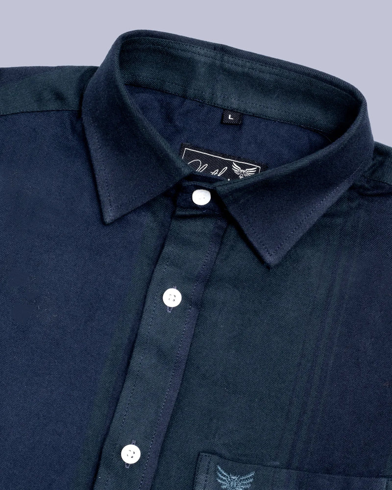 Mid Night Green With Black Plaid Checks Twill Soft Cotton Shirt