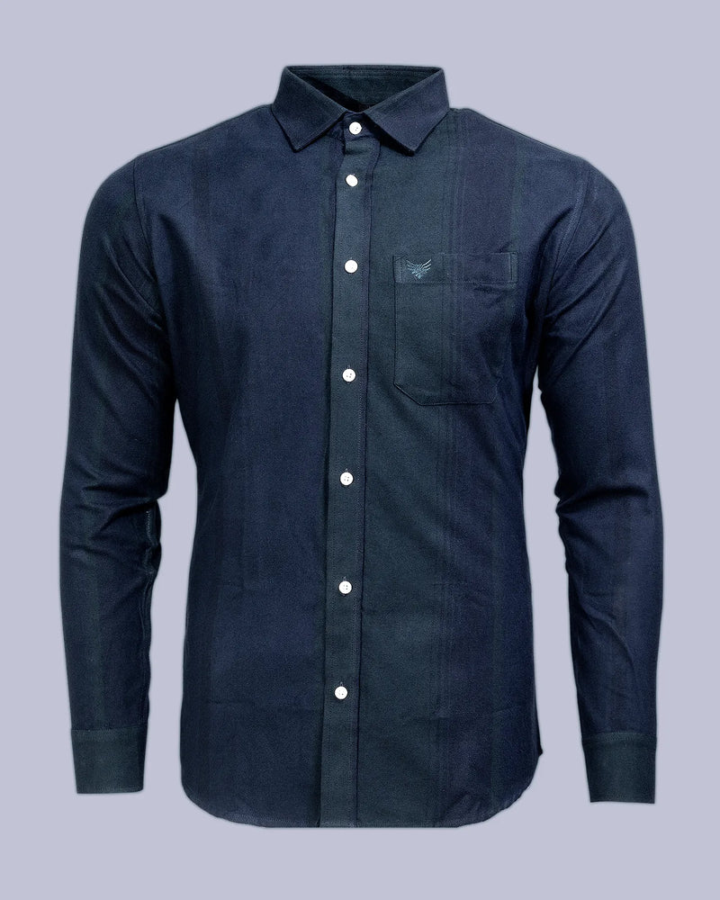 Mid Night Green With Black Plaid Checks Twill Soft Cotton Shirt