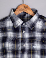 Bright White With Navy Blue Plaid Checks Super Soft Dobby Premium Cotton Shirt