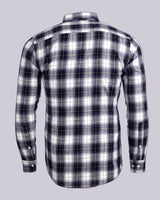 Bright White With Navy Blue Plaid Checks Super Soft Dobby Premium Cotton Shirt