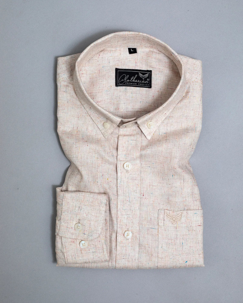 Coffee Cream With Multy Slub Premium Giza Cotton Shirt