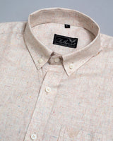 Coffee Cream With Multy Slub Premium Giza Cotton Shirt