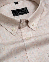 Coffee Cream With Multy Slub Premium Giza Cotton Shirt