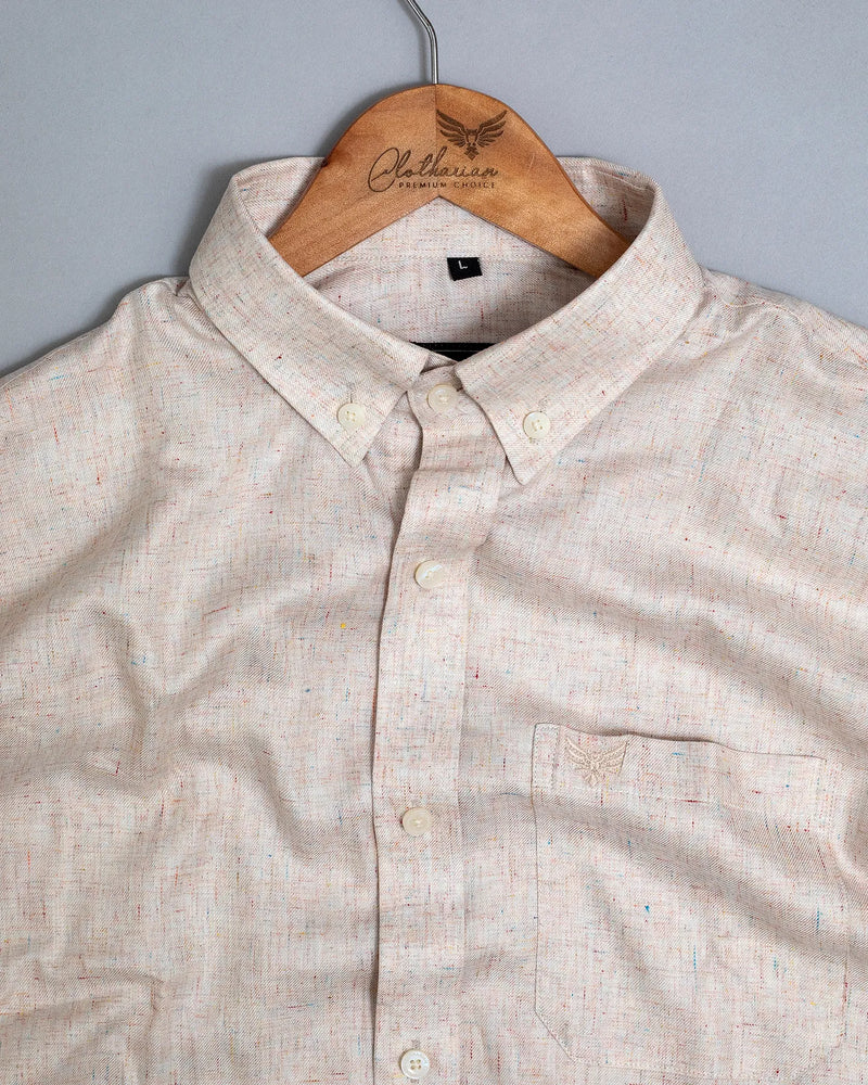 Coffee Cream With Multy Slub Premium Giza Cotton Shirt