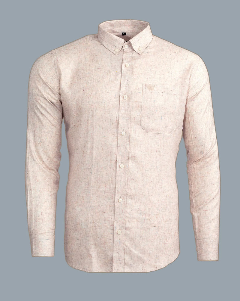 Coffee Cream With Multy Slub Premium Giza Cotton Shirt