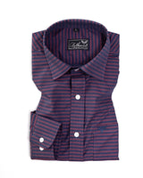 Cherry Rust And Navy Striped Premium Super Soft Giza Cotton Shirt