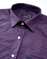 Cherry Rust And Navy Striped Premium Super Soft Giza Cotton Shirt