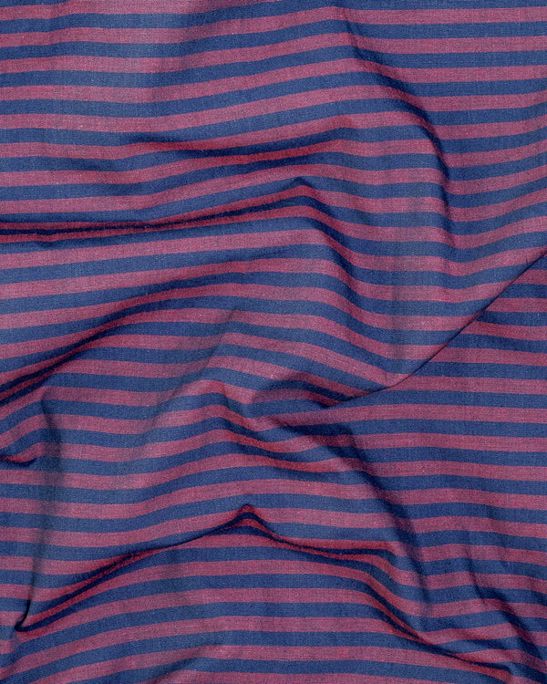 Cherry Rust And Navy Striped Premium Super Soft Giza Cotton Shirt