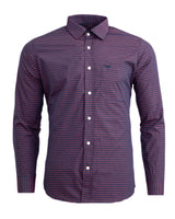 Cherry Rust And Navy Striped Premium Super Soft Giza Cotton Shirt