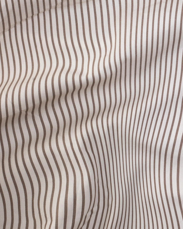 Spanish Brown With Banana Cream Stripe Premium Giza Cotton Shirt