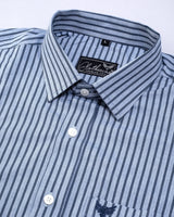 Pewter Blue With Dark Navy Stripe Premium Giza Cotton Shirt