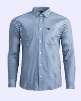 Pewter Blue With Dark Navy Stripe Premium Giza Cotton Shirt