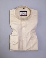 Double Cloth Sand Color With Mandarin Collar Premium Shirt