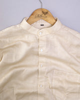 Double Cloth Sand Color With Mandarin Collar Premium Shirt