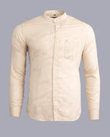 Double Cloth Sand Color With Mandarin Collar Premium Shirt