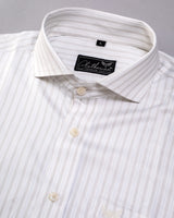 Bright White With Cream Stripe Premium Giza Cotton Shirt