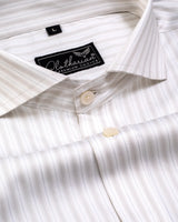 Bright White With Cream Stripe Premium Giza Cotton Shirt