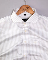 Bright White With Cream Stripe Premium Giza Cotton Shirt