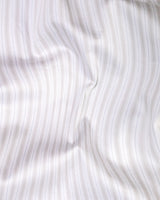 Bright White With Cream Stripe Premium Giza Cotton Shirt