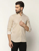 Double Cloth Sand Color With Mandarin Collar Premium Shirt